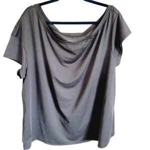 Torrid Active 2 Top Short Sleeve Gray Shirt Workout Slinky‎ Boatneck 2X